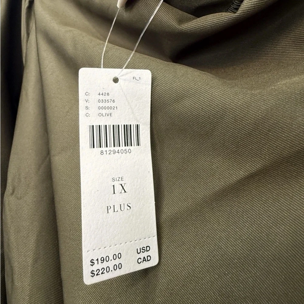 SAMANT CHAUHAN NWT OLIVE GREEN CARGO DRESS OFF SHOULDER ANTHRO 1X $190 - Picture 6 of 6